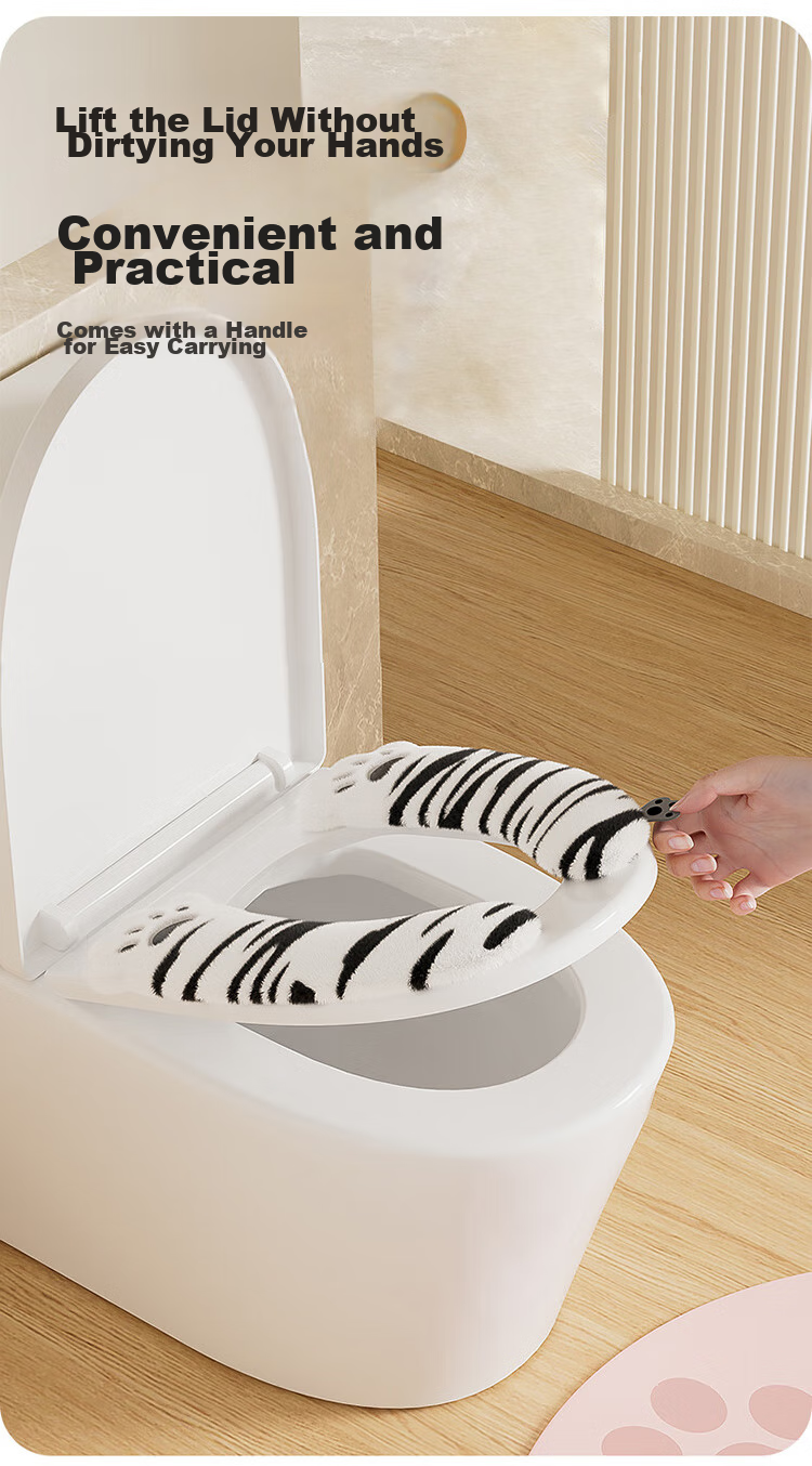 Baoshi Toilet Seat Cover, Thickened And Warm, Rabbit Fur Style, Skin-Friendly, Cute Design, Washable in Winter, Bathroom Mat 5