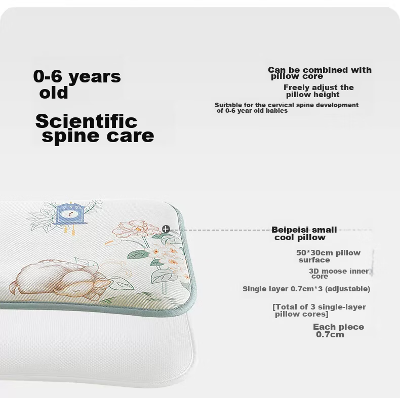 Beitaisi Baby Pillow, Summer Breathable, Ice Silk Cool Pillow, Newborn to 3 Years Old Children's Cloud Slice Pillow, Linglu Yingche 19
