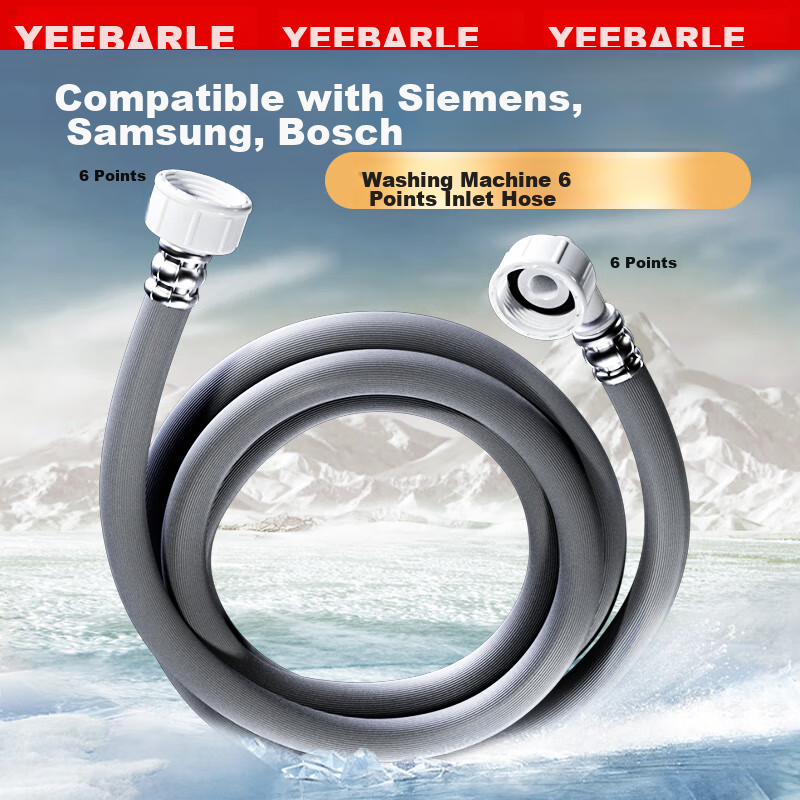 Yeebarle Washing Machine Inlet Hose, Siemens And Bosch Imported Washing Machine And Dishwasher Dedicated Extended Water Inlet Hose, European 6-Point Threaded Flexible Hose Accessory, 1 Meter 7031