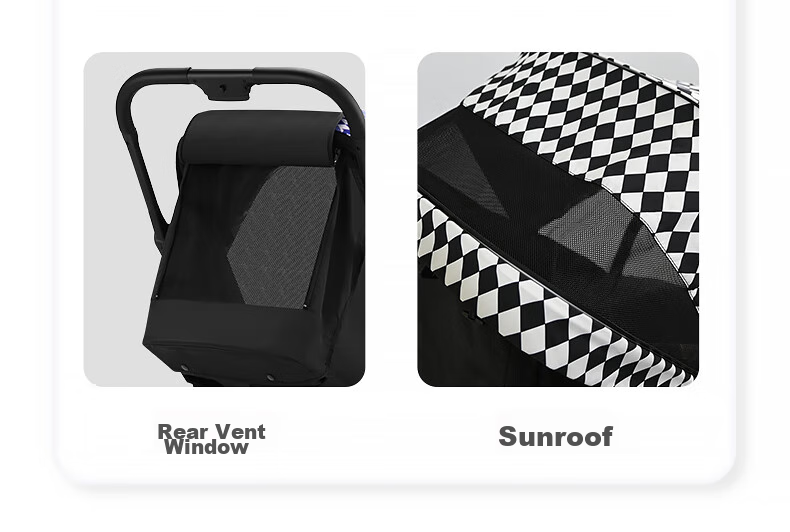 HBR Stroller with Reversible High View, Newborn Carriage, Can Sit And Lie Down, M360 Luminous, Black And White Checkered Patter 22