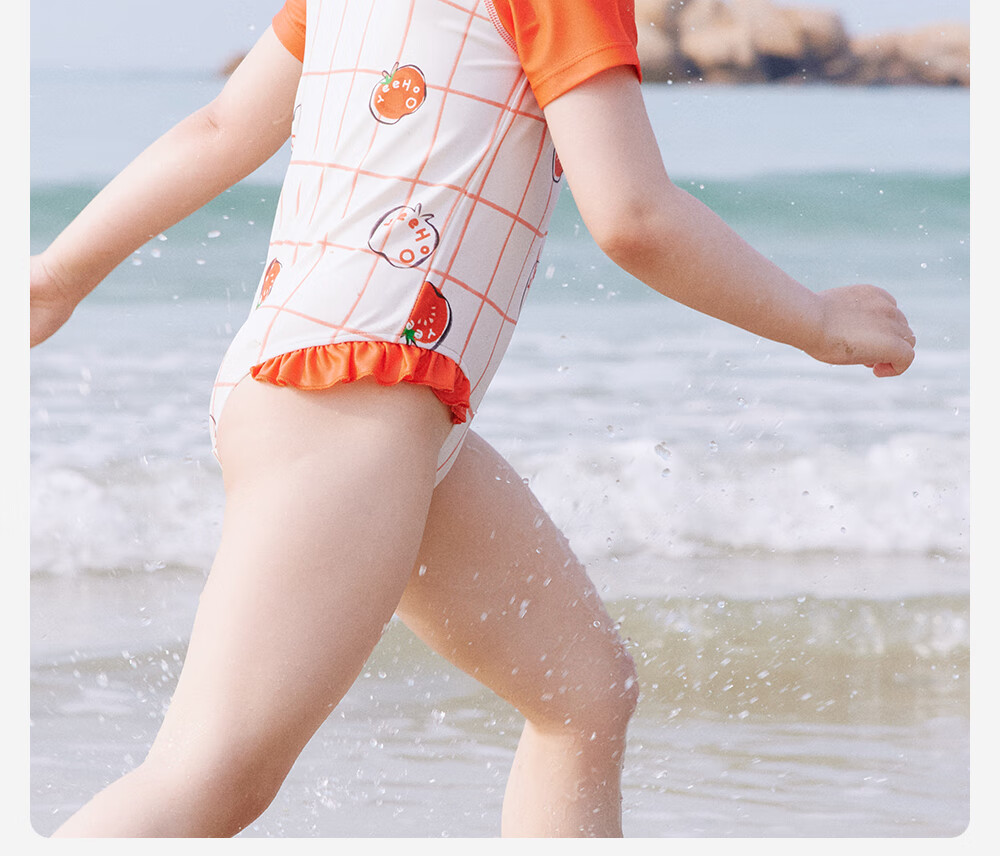 YEEHOO Children's One-Piece Swimsuit, Short-Sleeve Swimwear for Boys And Girls, Hot Spring Bathing Suit, Summer Sun Protection Swimwear, UPF50+ 9