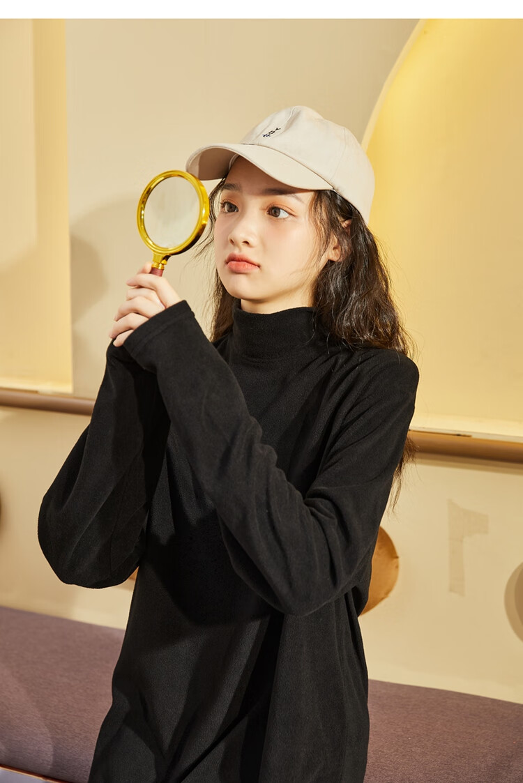 TonLion 2024 Women's Fleece High Neck Knit Long Sleeve Dress Black S 9