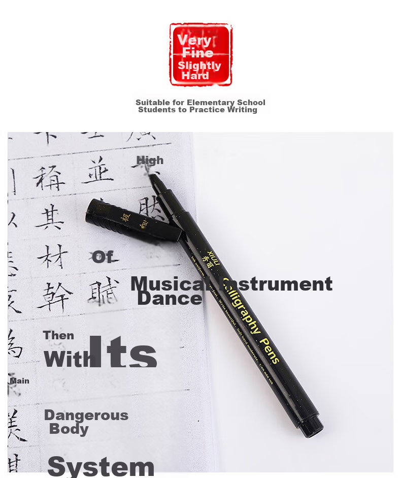 Touch Fish Calligraphy Practice Set with Soft Brush Pen, Signature Pen for Small, Medium And Large Regular Script, Hard Pen Style, Fountain Pen-Like Brush Pen for Beginners, Elementary School Students, Soft Tip, 4-Piece Set 4