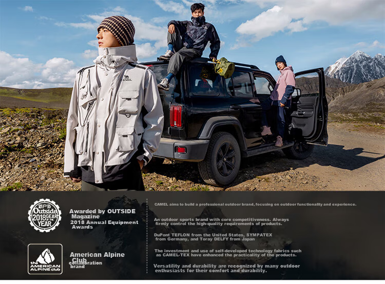 CAMEL [Xiongmao Series] Outdoor Jacket Three-In Mountaineering Suit 31156 Ice Crystal Gray, Men's XL 44