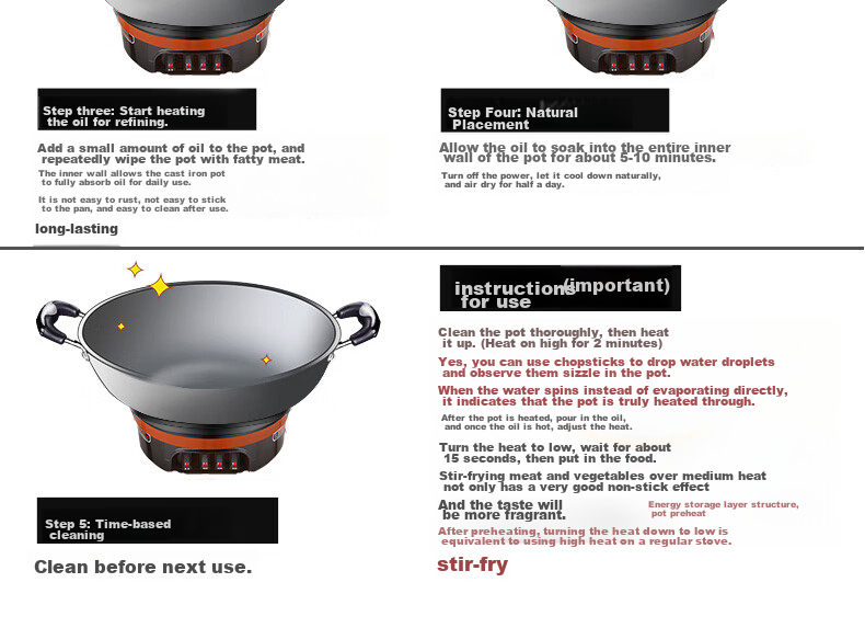 Hui Dang Jia Electric Wok, Multifunctional Electric Hot Pot, Thickened Electric Steamer, Electric Cooking Pot, All-In Cast Iron Pot, Electric Hot Pot, Multi-Purpose Pot Z08-36 27