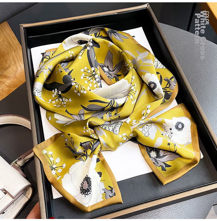 GLO-STORY Women's Scarf Korean Style Long Versatile Floral Square Scarf Gift for Mom Mother's Day Birthday Gift Box Set 12