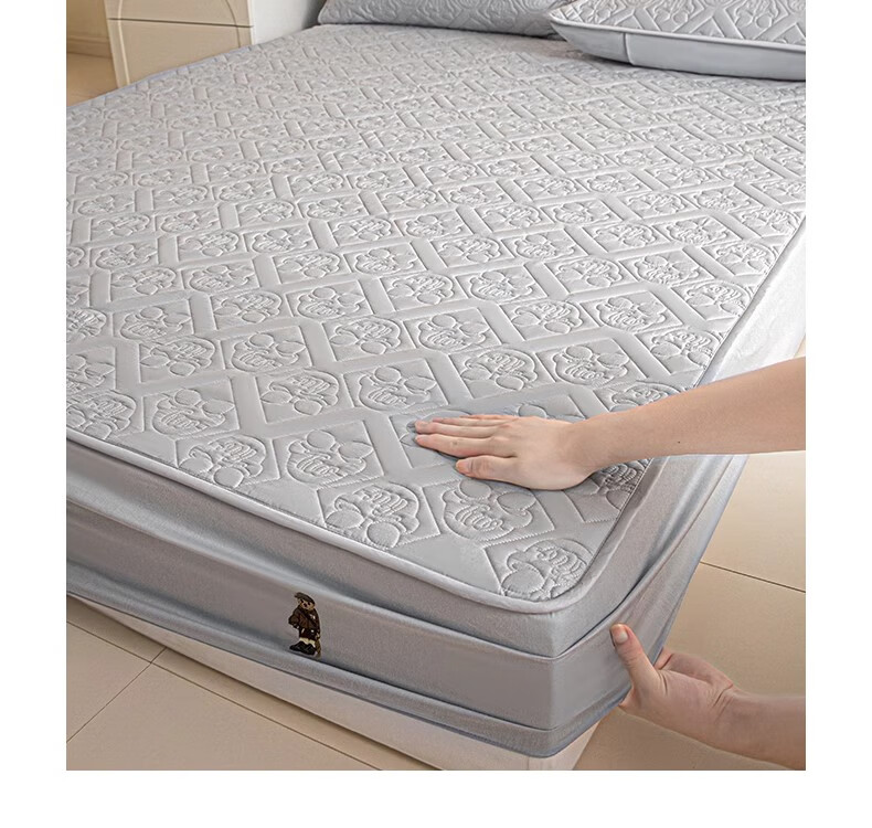Teenie Weenie Class A Pure Cotton Quilted Fitted Sheet Full Coverage Bedding for Student Dormitory Single Bed Mattress Protector 1.2*2m 2