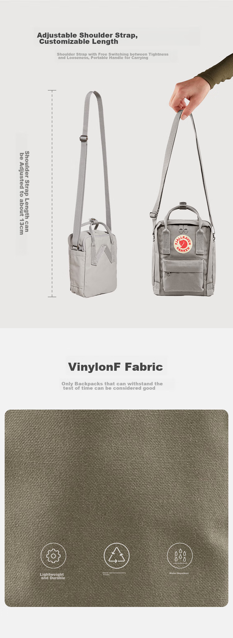 FJALLRAVEN Crossbody Bag, Streetwear Shoulder Bag for Men And Women, School Bag 23797-021, Misty Gray, 2.5L 5