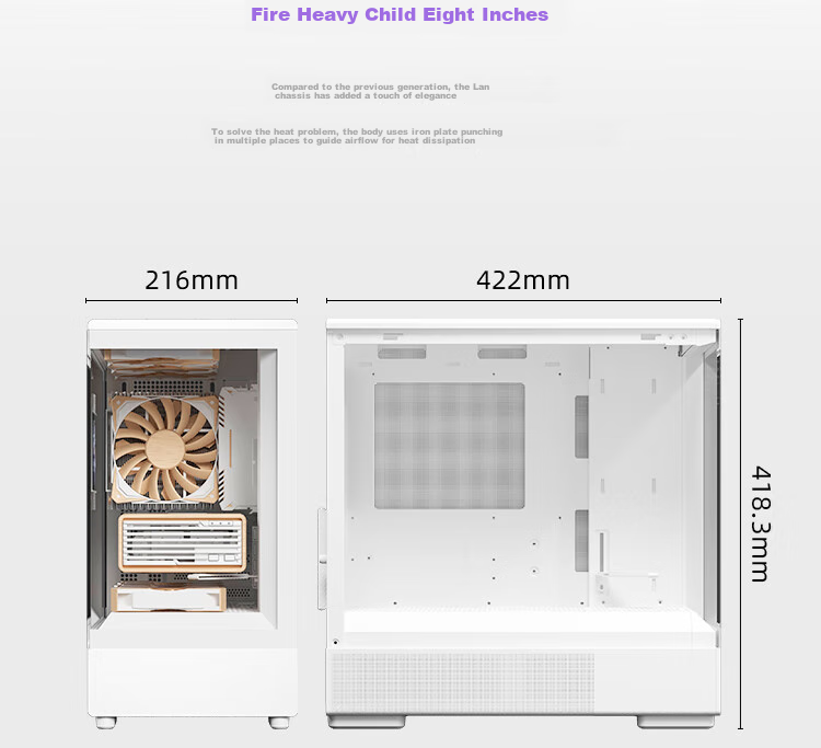 Aigo Starry Sky White ATX Gaming Desktop Computer Case with Dual 360mm Water Cooling Support, 9.6-Inch HD Screen, 270° Panoramic View, And 5090 Graphics Card 14
