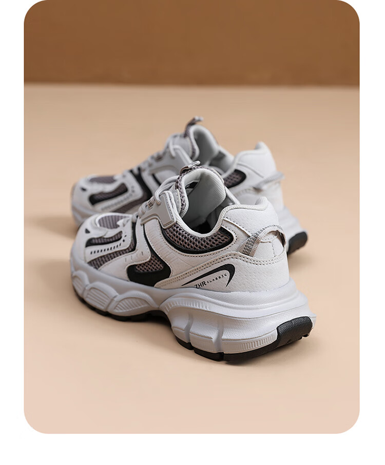 ZHR Spring And Autumn Dad Shoes for Women, Versatile Thick-Soled Casual Shoes, Breathable Mesh Sports Shoes for Women, BV63, Dark Gray, Size 35 31