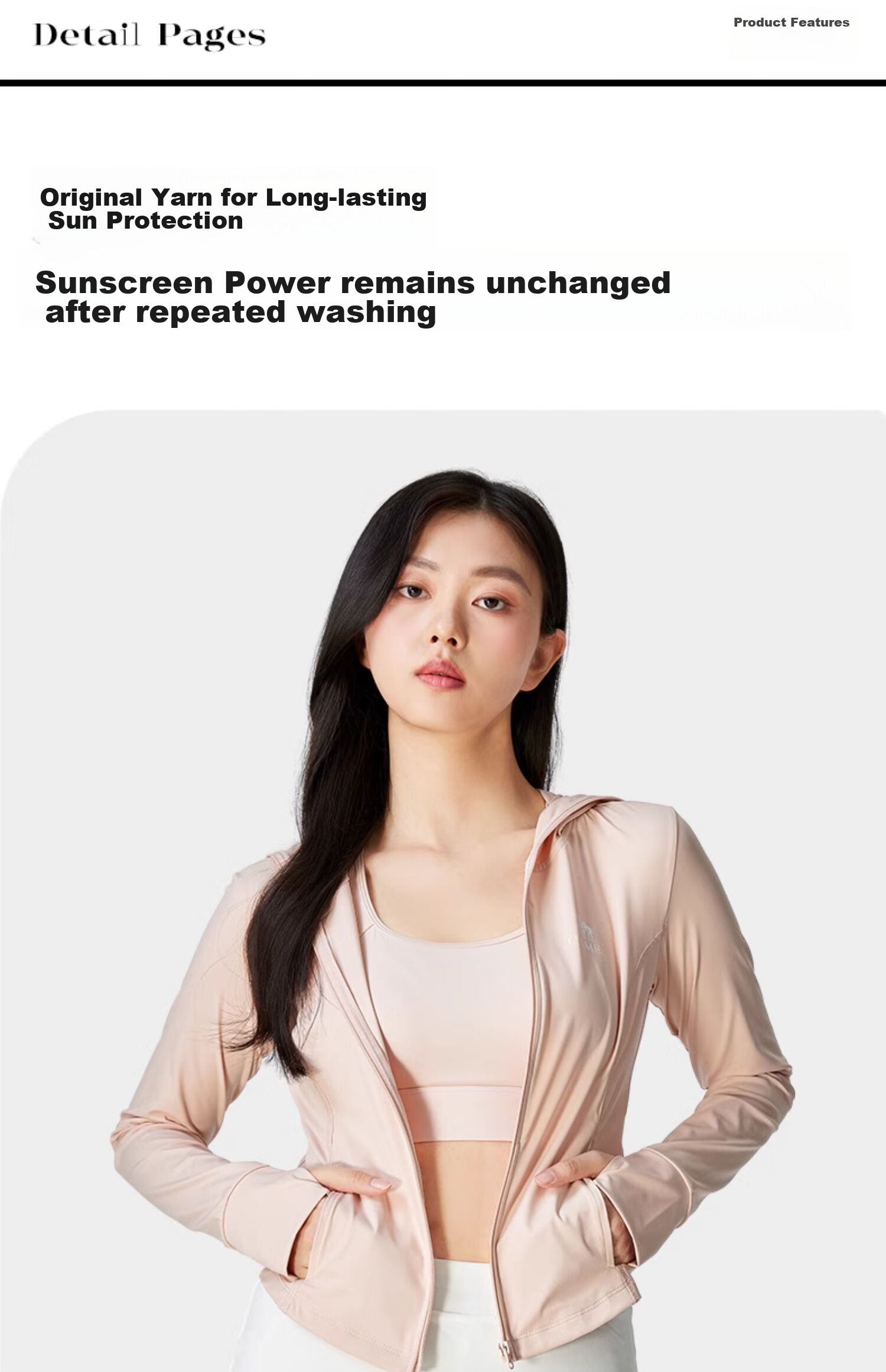 CAMEL Cool White Outdoor Sun Protection Clothing, Cooling UPF50 Original Yarn Moisture-Resistant Sun Protection Garment, Skin Coat, XL 4