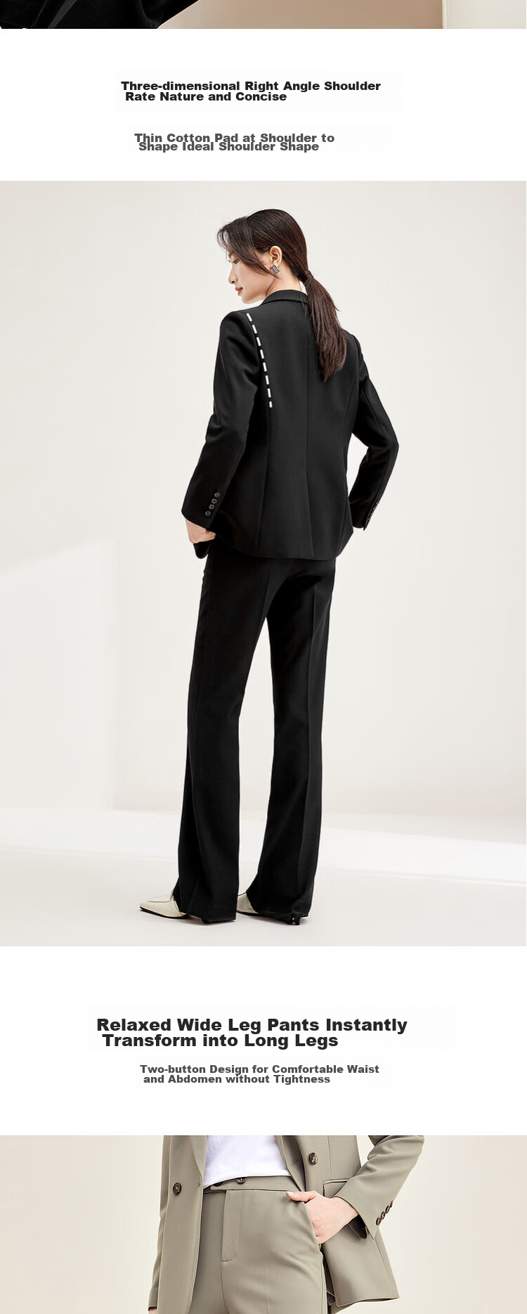 Sentubila Women's Professional Commuter Suit Set Spring Autumn Wrinkle-Resistant Non-Iron Blazer and Pants Two-Piece Interview Business Suit 6