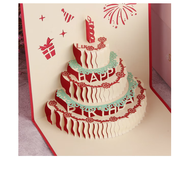 TaTanice Birthday Greeting Cards, Birthday Gift Cards, Blessing Cards, Wish Cards, Holiday Cards for Teachers, Creative Children's Classmate Cards, Birthday Gifts, 2 Red + 2 Blue 8