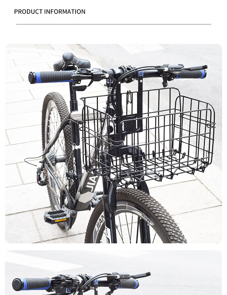 ROGTYO Bicycle Basket, Mountain Bike Front And Rear Basket, Thickened Folding Bike Basket, Bicycle Grocery Basket, Side Hanging Basket 10