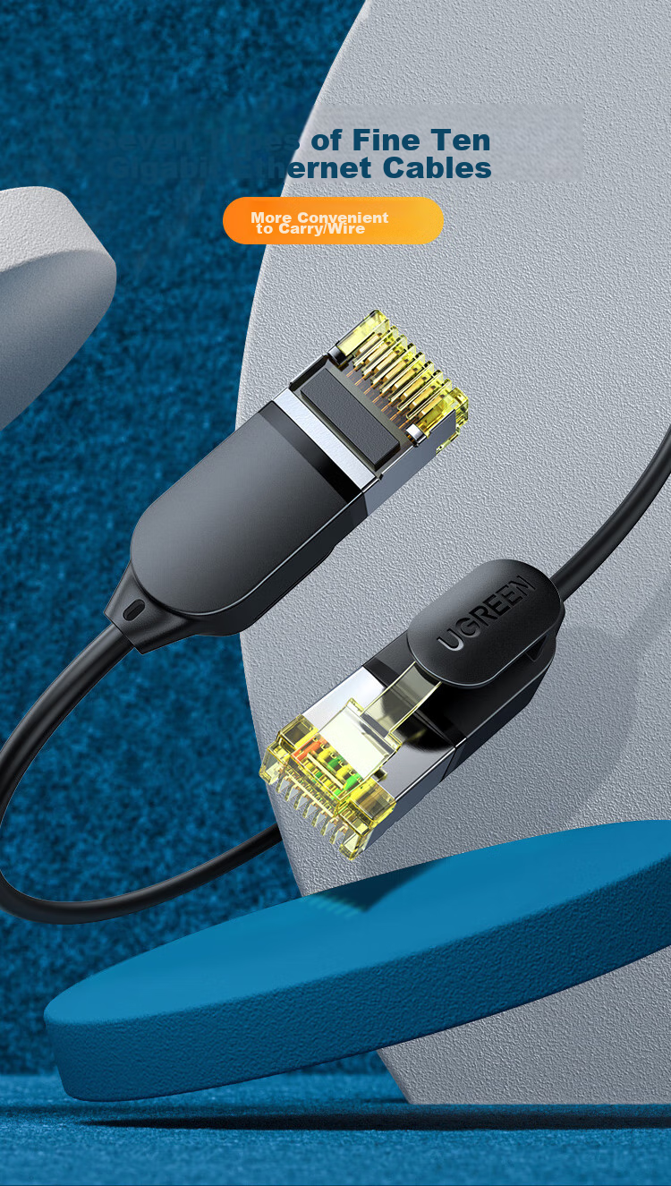 UGREEN Cat7 Pure Copper Ethernet Cable, 10 Gigabit Shielded Network Cable, Gaming Twisted Pair Cable, Computer Broadband Home Patch Cord, Thin Wire 3 Meters 1