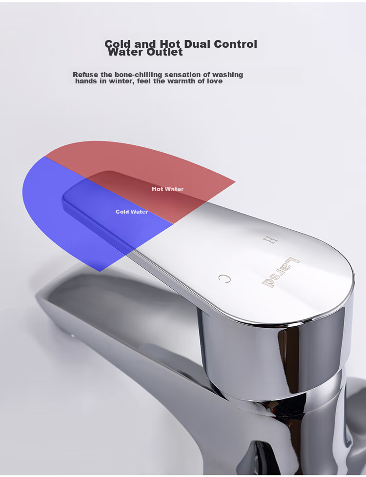 Larsd Double-Hole Basin Faucet, Copper Body Hot And Cold Washbasin Sink Bathroom Cabinet Washbasin Faucet LD5122 4