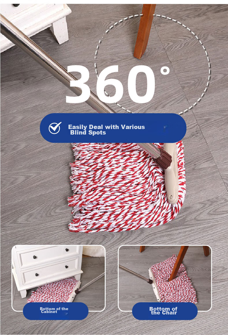 CIRY Cotton Yarn Mop, 40CM Mop Head, Flat Dust Pusher, for Hotels, Schools, Supermarkets, Property Management, Sponge And Cotton, Car Washing, Floor Mopping 5