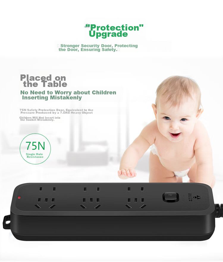 BULL Power Strip / Extension Cord / Surge Protector / Multi-Outlet Strip / Power Bar / Cable Reel, Black Matte Finish, 6 Outlets with Master Switch, Total Length 1.8 Meters, GN-B8330H 5