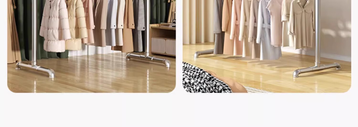 Baoyouni Steel Pipe Clothes Drying Rack, Floor-Standing Outdoor Simple Balcony Bedroom Clothes Hanger, Double-Layer Water Pipe Quilt Drying Device, Customizable 20