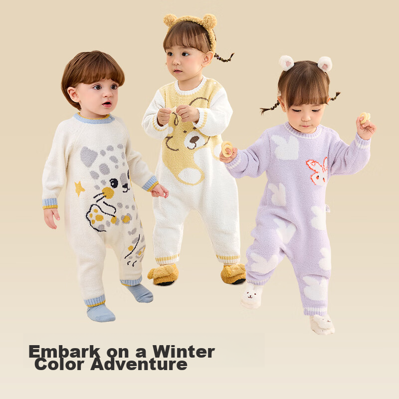 BALABALA Children's Clothing, Baby Romper, Newborn Onesie, Warm Half-Fleece Winter Outfit, Soft And Cute, 209425133201