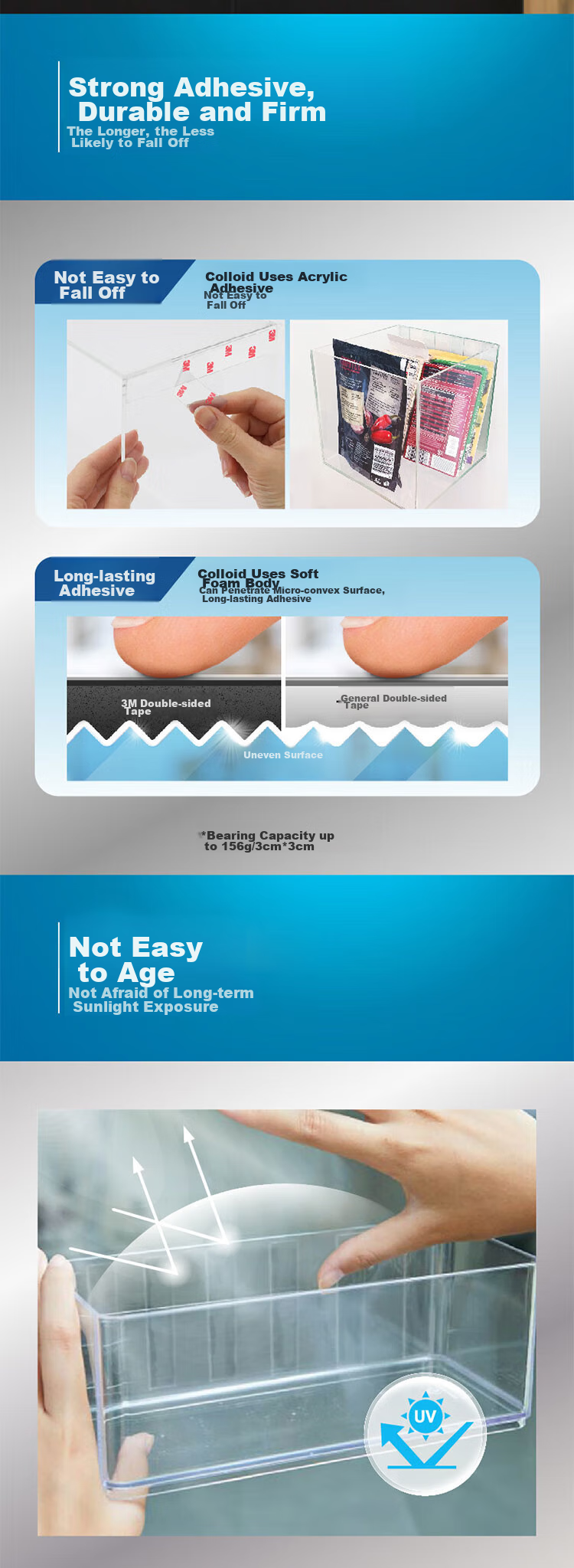 3M Transparent Invisible Strong Double-Sided Tape, Heat And Cold Resistant, Waterproof, Suitable for Glass/tile And Other Materials, Length 2.5cm Width 2.5cm Thickness 1mm/16 Pieces 3