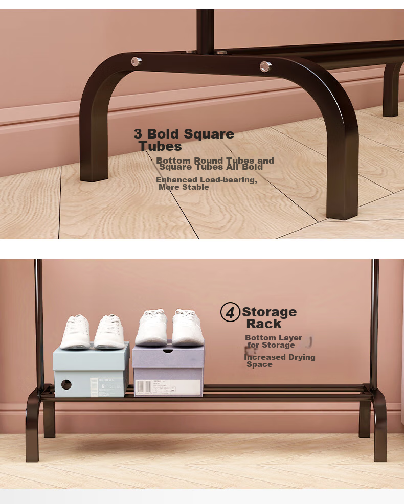 MAPLE FASHION Clothes Drying Rack, Floor-Standing Clothes Hanger, Simple Bedroom Coat Hanger, Multifunctional Garment Rack 14