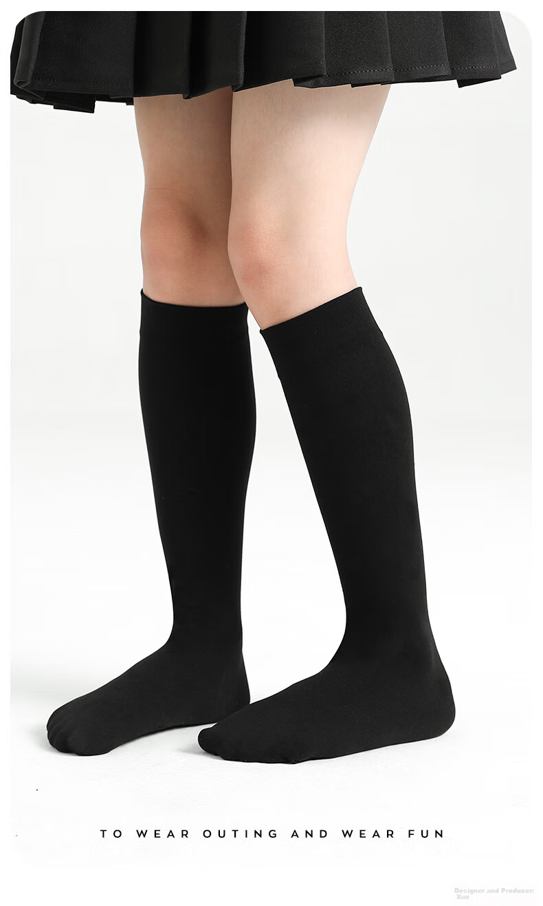 Barbie Children's Mid-Calf Socks, Girls' Thin White Socks for Spring And Autumn, Boys' Black Over-Knee High Socks 15