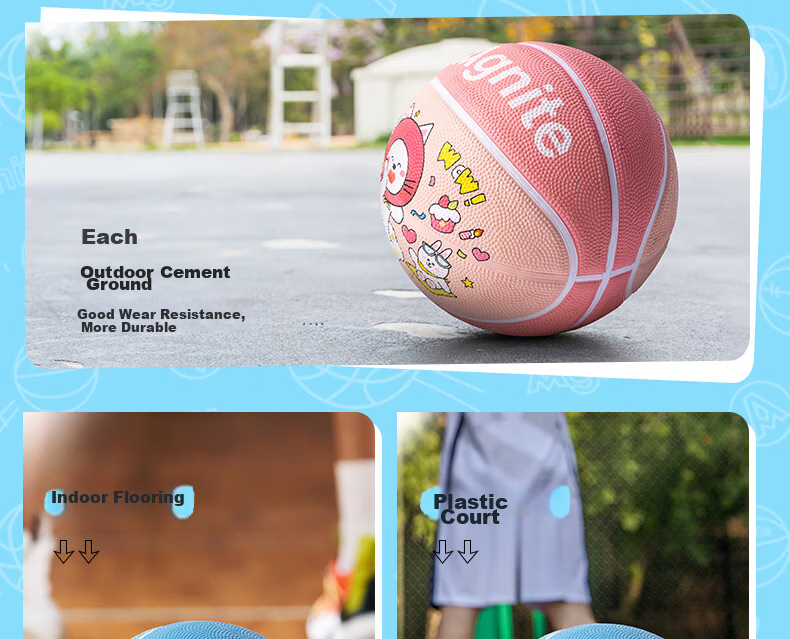 Deli Panda No. 5 Children's Basketball, Durable Rubber, High Elasticity, Wear-Resistant, Non-Porous, Non-Slip Basketball, Gree 15