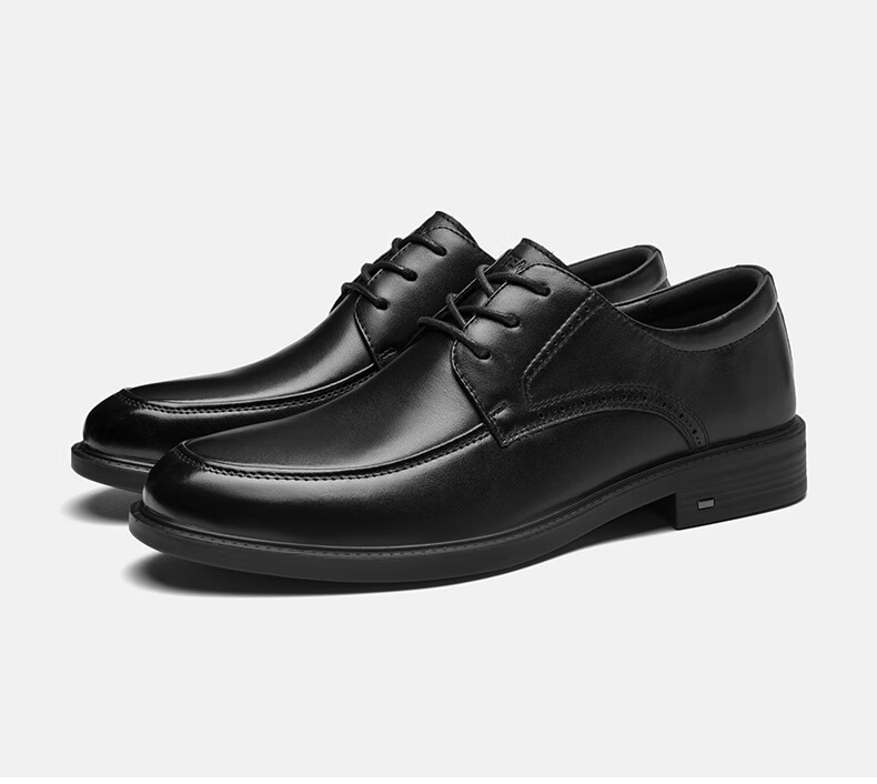 HLA Men's Leather Shoes, Top Grain Cowhide, Lace-Up Formal Business Casual Shoes for Men, T269 Black Size 44 24