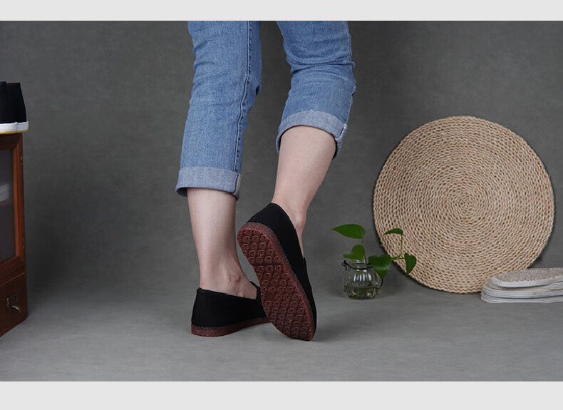 Weizhi Men's Cloth Shoes, Traditional Beijing-Style Cloth Shoes, Casual Low-Top Work Shoes, Slip-On Elderly Shoes, WZ1037 8