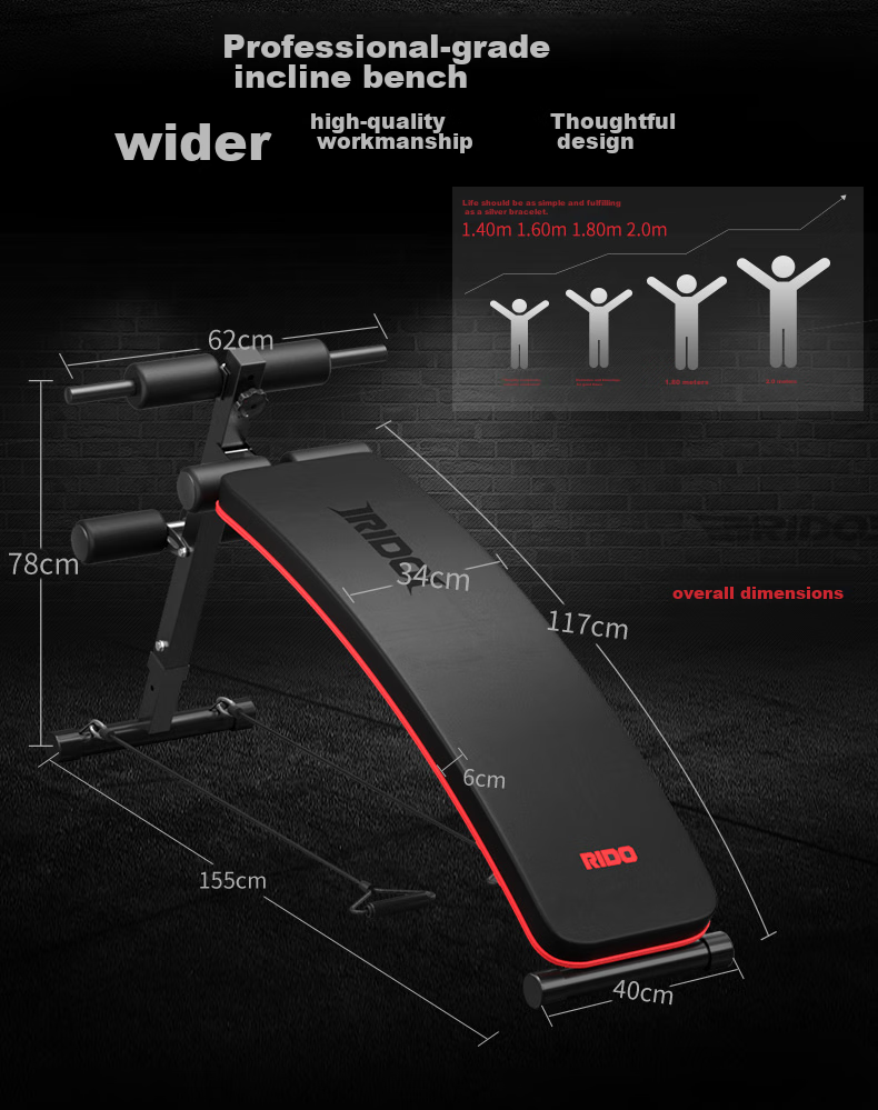 RIDO Sit-Up Assist Device, Home Fitness Equipment, Foldable Sit-Up Board, Abdominal Muscle Exercise Machine TD20 9