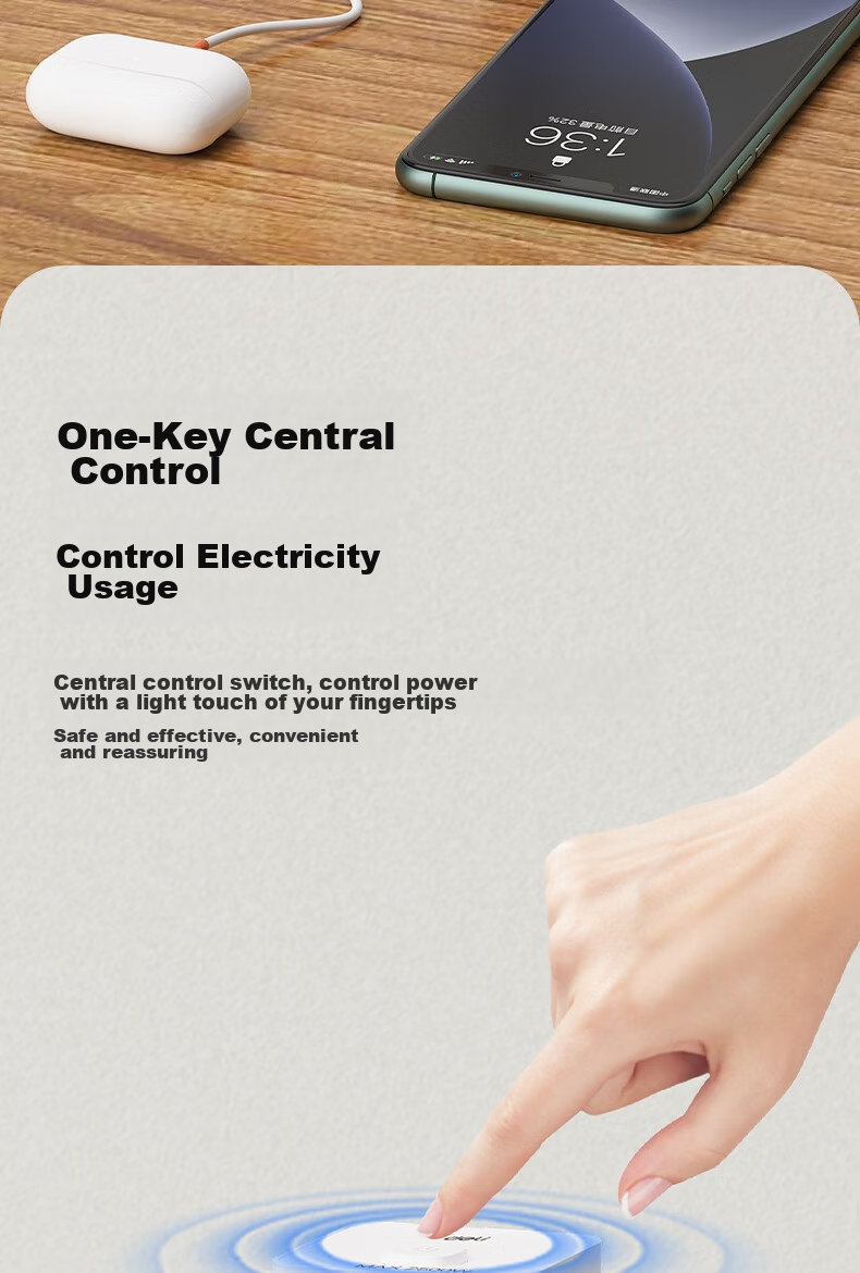 Deli Vertical Power Strip, Power Bar/Extension Cord/Power Board/Line Cord, Master Switch 12 Outlets + 2 USB + 2 TYPE-C, Total Length 1.8 Meters, Overload Protection, LU5054 4