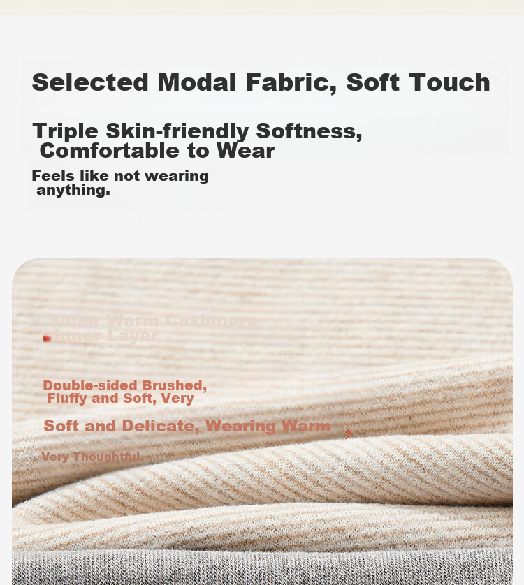 MiiOW Modal Men's Thermal Underwear Set, Autumn Thermal Top And Bottom, Fleece-Lined Thick Warm Undergarments 4