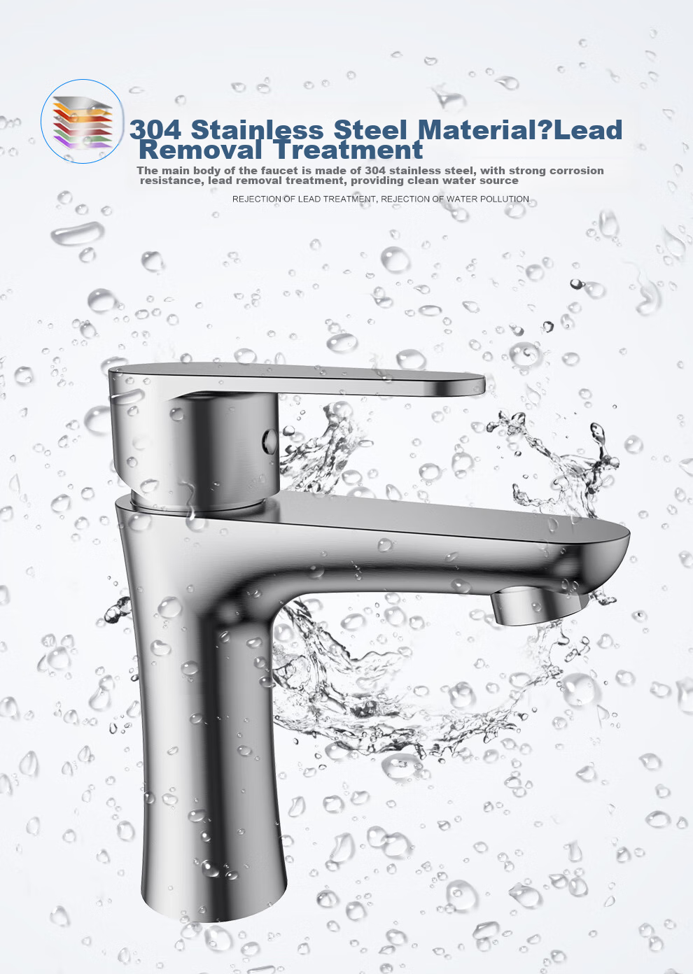 MICOE Basin Faucet, 304 Stainless Steel, Hot And Cold, Bathroom Sink, Washbasin, Universal Gun Gray Color, M-C2013 5