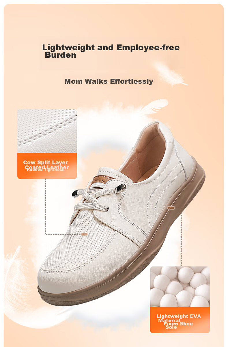 Zulijian Elderly Women's Shoes, Autumn Season, Shallow Mouth Flats, Casual Leather Shoes, Middle-Aged And Elderly Mom Shoes, 8691K Black, Size 37 5