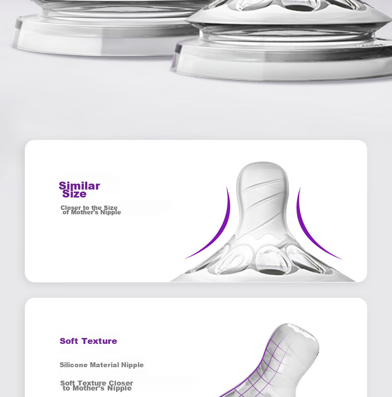 AVENT Philips AVENT Wide-Neck Natural Soft Nipple for Newborns And Infants, 3-6 Months, Imported Pair 8