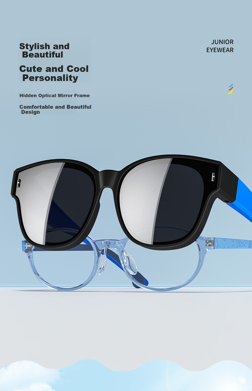 Wanpishu Polarized Sunglasses Clip-On for Children 8-16 Years Old, UV400 Anti-UV Protective Eyewear for Boys And Girls 15