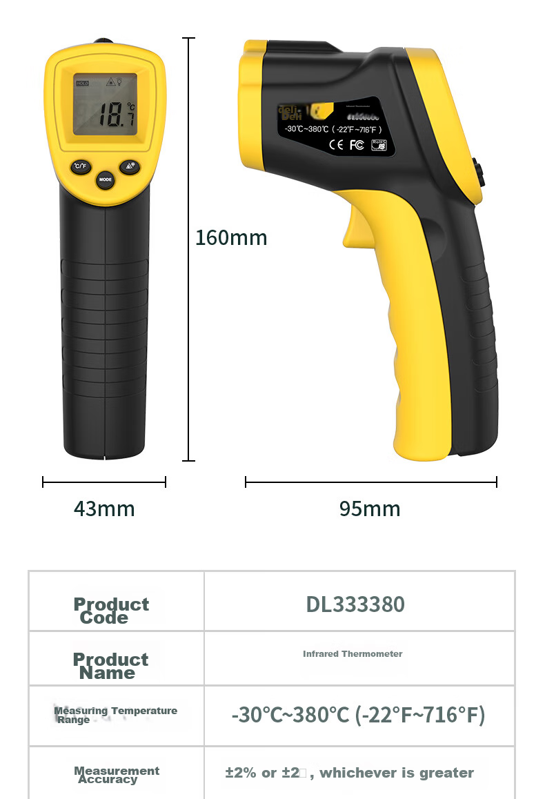 Deli Infrared Thermometer, Industrial High-Precision Temperature Gun, Kitchen Baking Water And Oil Temperature Meter 14