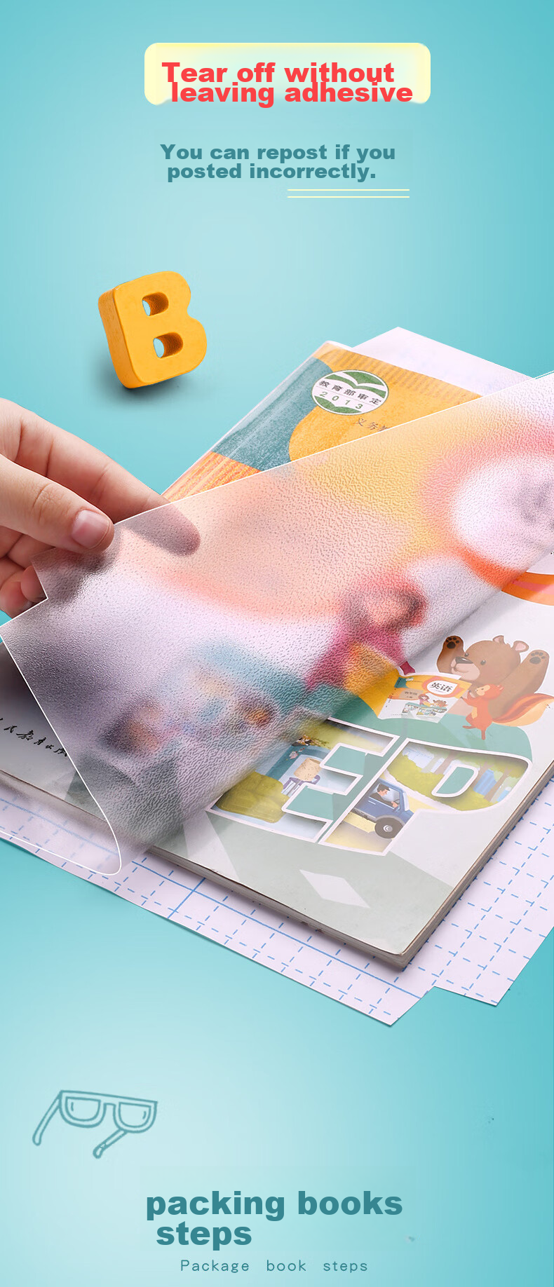 Jianfan 30 Pieces Multi-Size Book Covers, Self-Adhesive Transparent Frosted Book Jackets, School Medium-Sized Protective Covers, Thickened Stickers for Textbooks, Universal Waterproof Book Covers for Primary School Students 8