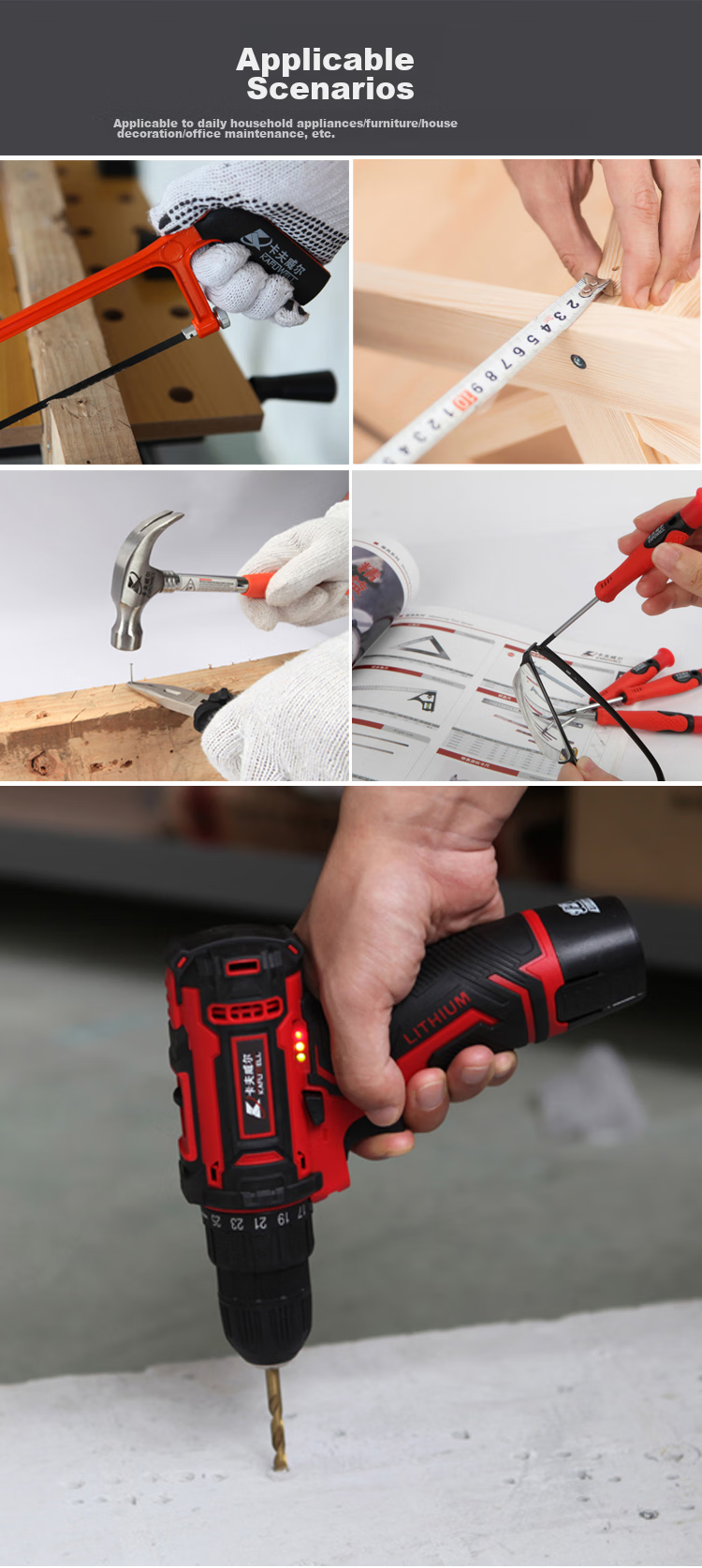 Kafuweier 126-Piece Electric Drill Tool Box Set, Household Double Battery Electric Screwdriver Set, Hardware Tools P3893A 11