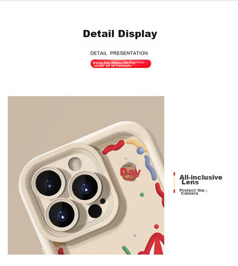 Jiangming IPhone 16 Case, Full Protection Shockproof Cover for Apple 16, Trendy High-End Creative Luxury Cartoon Cute Soft Shell with Lanyard for Men And Wome 3