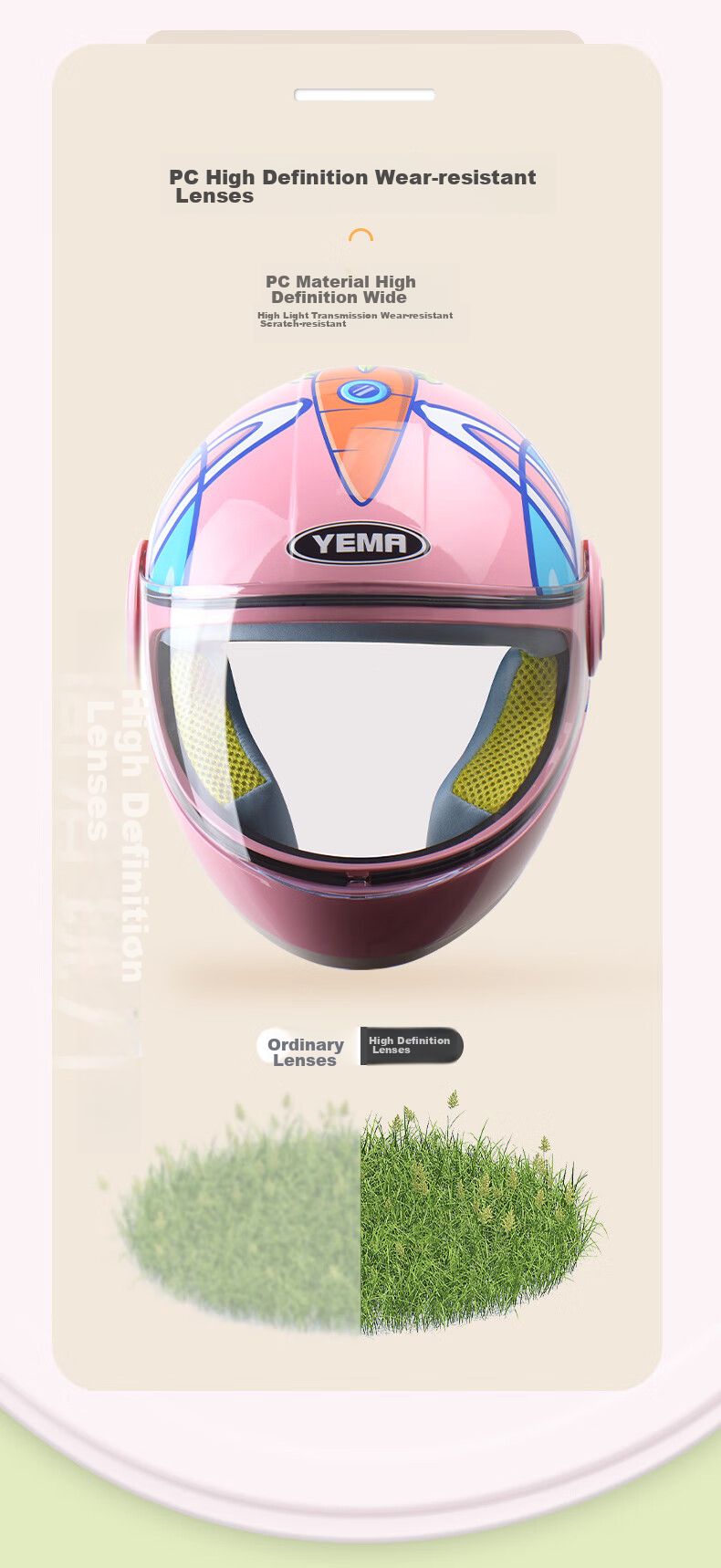 YEMA 3C Certified 236S Children's Helmet for Girls And Boys, Electric Scooter Safety Helmet, Winter Warmth, All-Season Motorcycle Full-Face Helmet, White with Clear Visor 13