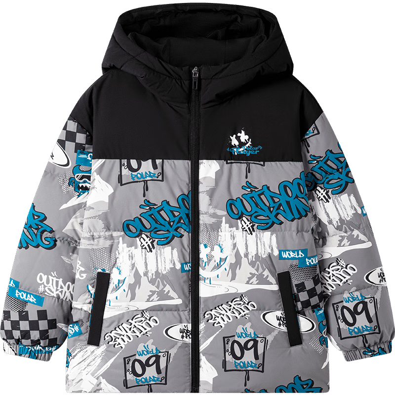 361° Kids Down Jacket 2025 Winter Boys Hooded Thickened Windproof Warm Coat Black 140