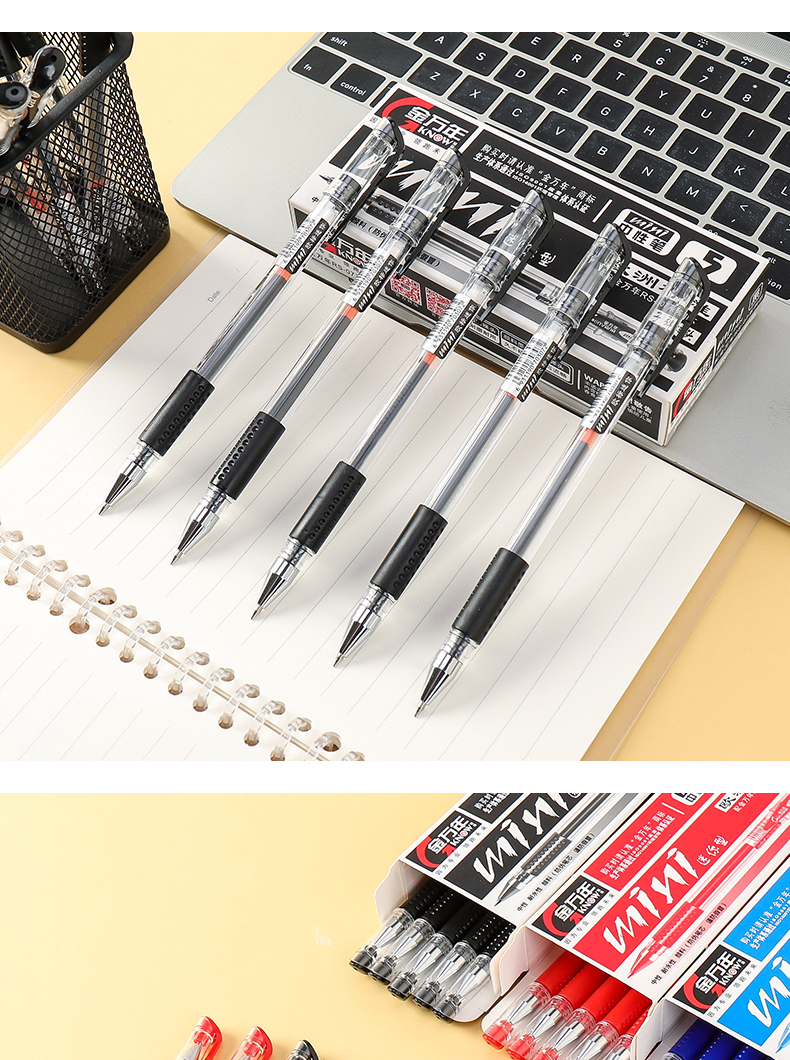 Genvana 0.5mm Black European Standard Gel Pen, Bullet Tip Signing Pen, Water-Based Pen for Exams And Office Use, MINI, 12 Pens/box 10