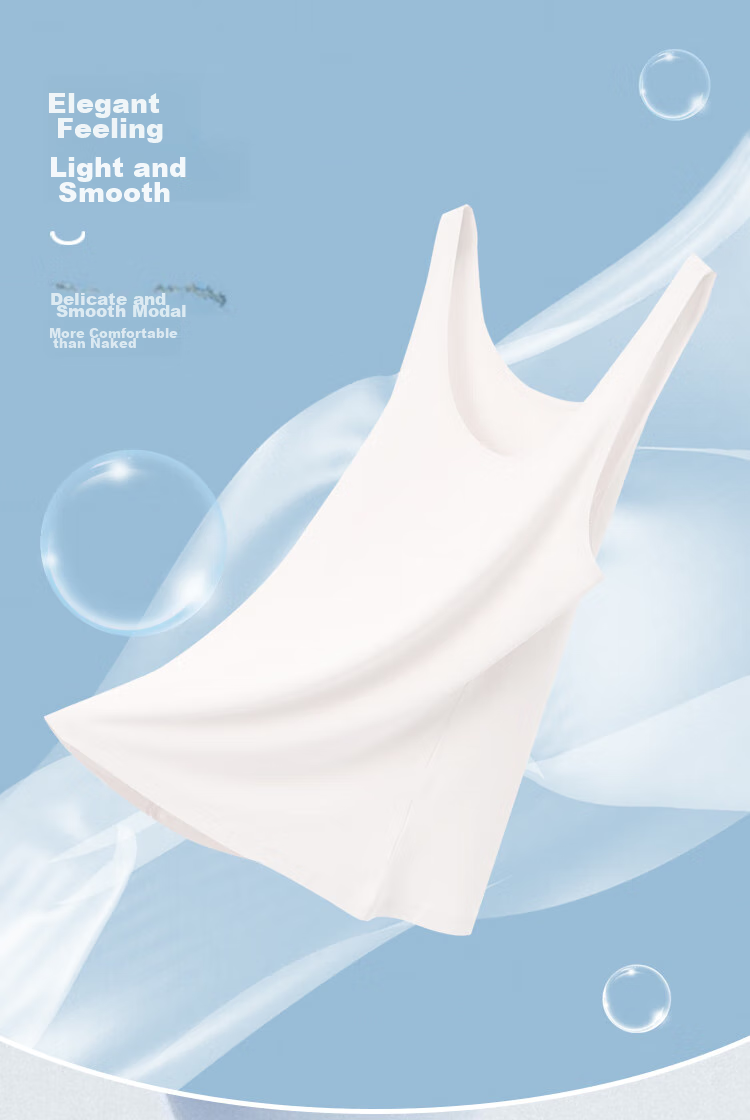 Hodo Women's Seamless Slim Camisole Modal Undershirt, Versatile Simple Round Neck Base Layer, Elegant White, Size 170 5