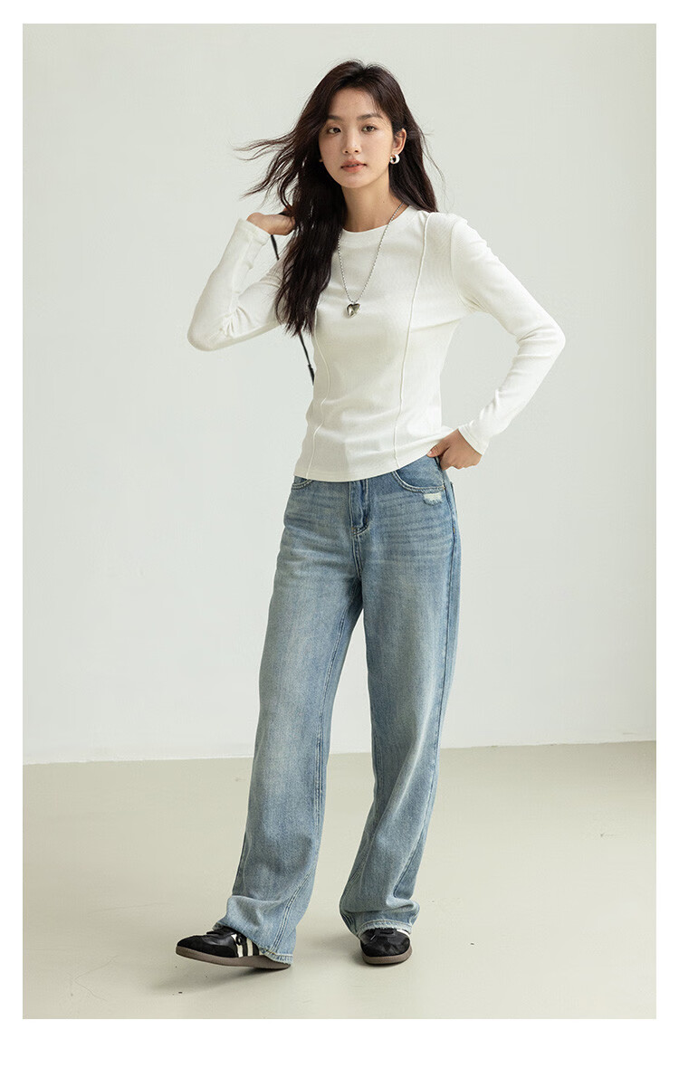 Dme [Soft And Comfortable Inner Layer] Spring And Autumn Versatile Round Neck Base Shirt for Wome 3