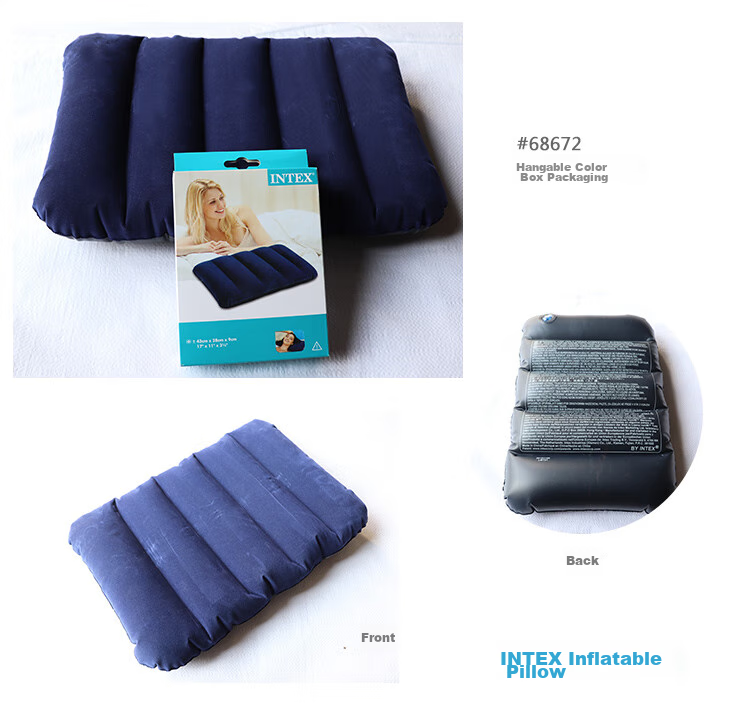 INTEX Inflatable Pillow, Flocked Travel Pillow, Outdoor Pillow, I-Shaped Striped Nap Pillow, 68672 4