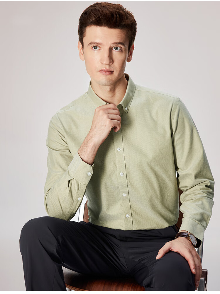 FIRS Men's Long-Sleeve Shirt, All-Season Oxford Cloth, Wrinkle-Resistant, Easy-Care, Breathable And Comfortable Undershirt 15
