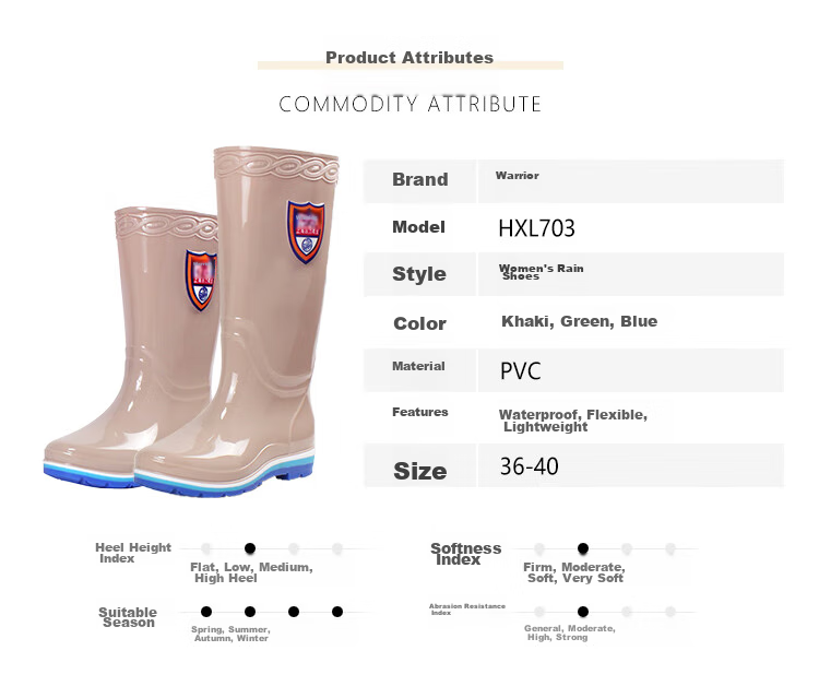 Huili Women's Tall Rain Boots, Fashionable Outdoor Wear-Resistant Non-Slip Rubber Shoes, Waterproof Boots, Long Rain Boots 03-1 Ka Zhong 38 2