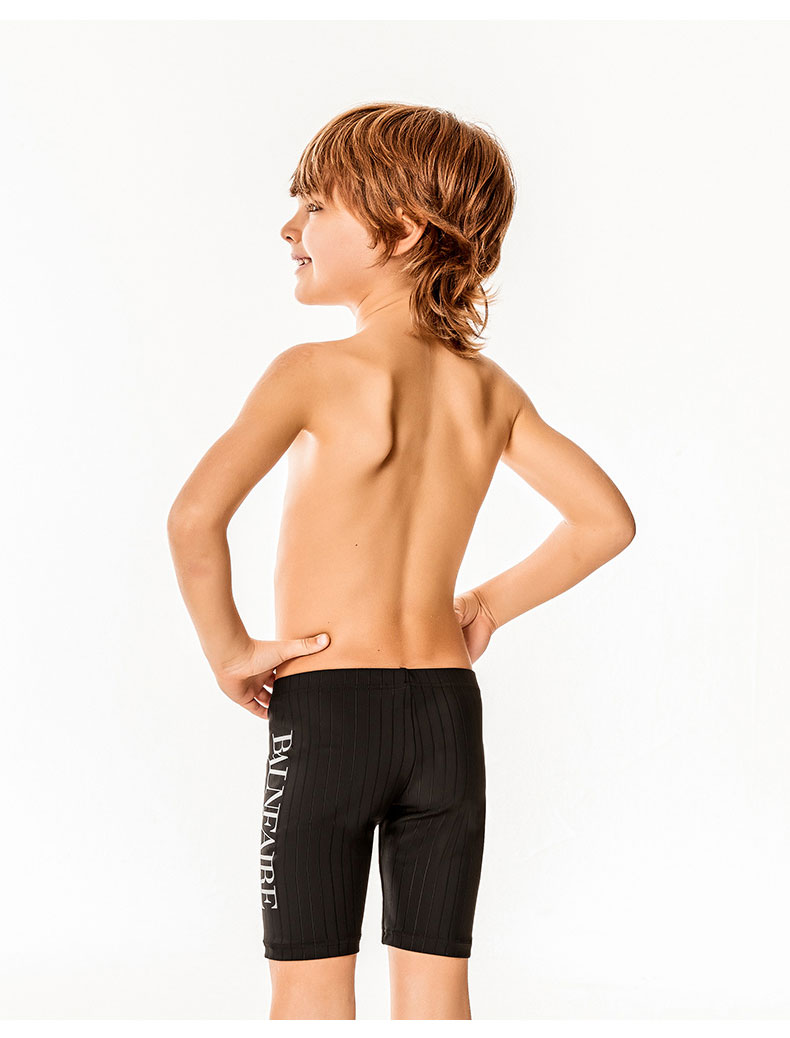 BALNEAIRE Youth Swim Shorts, Mid-Length Professional Training Sports Boys Swimming Hot Spring Bathing Suit, 250012 Black, Size 100 9